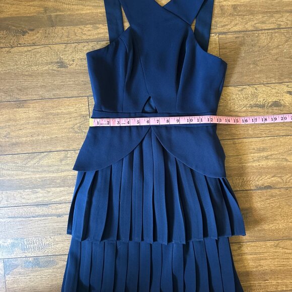 BCBG navy blue cross formal mini dress, size 2, wedding guest - Picture 3 of 5